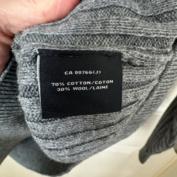 Jones New York cotton/wool blend gray ribbed sweater with 1/4 zip. Size L - Picture 3 of 5